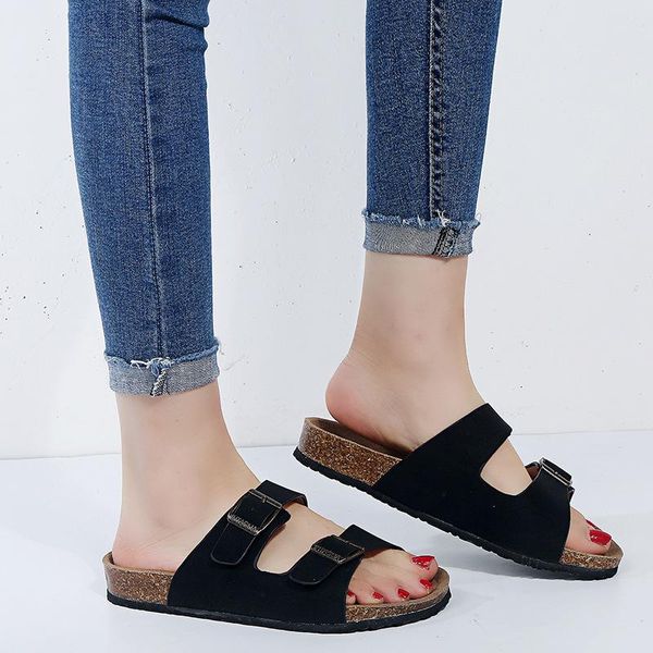 

slippers wholesale plus size colorful women sandals and belt buckle, Black