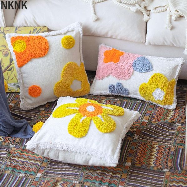 

cushion/decorative pillow handmade cushion cover 45x45cm floral tufted bright color decoration for living room bed plush fringed
