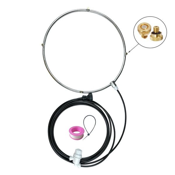 

stainless steel mist ring for fan cooling 1/4'' female connector 10-24 unc threrad with 4 nozzles 1 filter watering equipments
