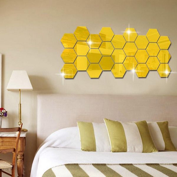 

wall stickers 12pcs 3d mirror hexagon removable sticker decal home decor art diy christmas decoration