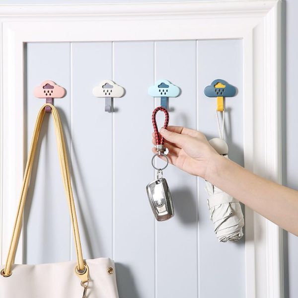

hooks & rails 4pcs/set nordic coat hook cloud shape clothes hanger wall mounted kid room decoration children decorative