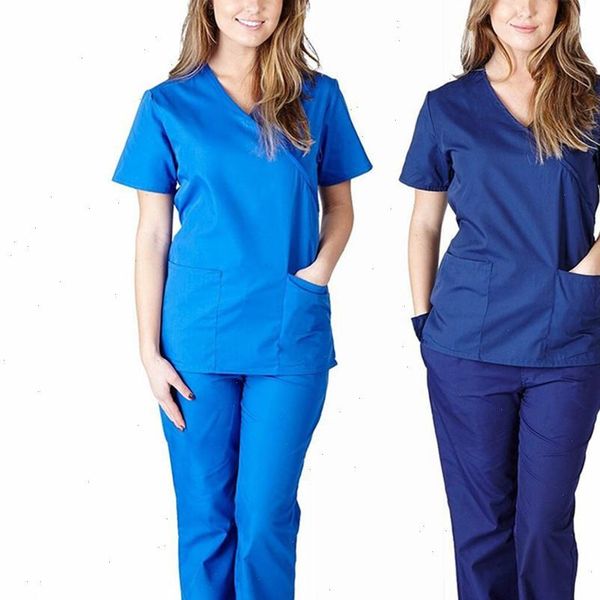 

tracksuit womens tracksuits women short sleeve v neck pants overalls two piece set working uniform suit clothes workwear, Gray