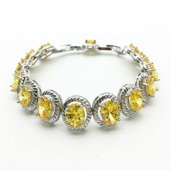 

link, chain wholesale design egg shape yellow cubic zirconia tennis bracelets for women wedding gift jewelry, Black
