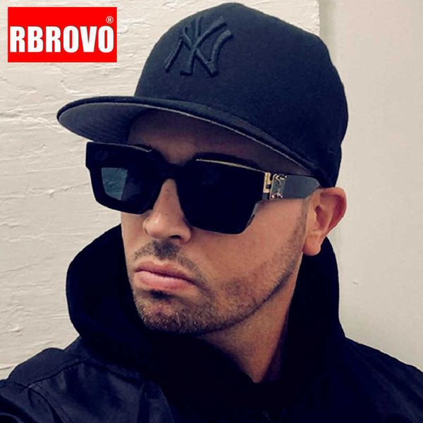 

rbrovo 2021 vintage sunglasses men square brand designer eyeglasses men/women luxury mirror retro female oculos p0814, White;black