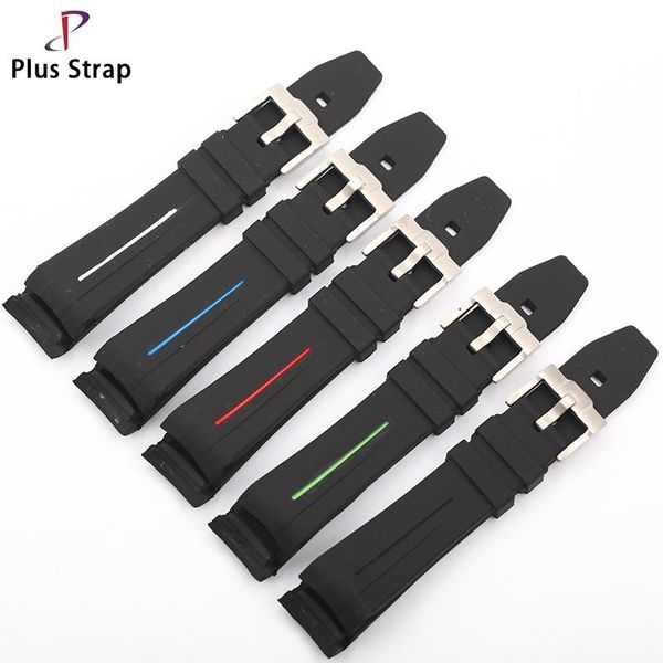 

watch bands plus strap rubber waterproof man watchband individuality colorful for 20mm stainless steel pin watchstrap, Black;brown