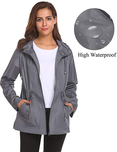 

women's trench coats amazon european american explosion models autumn winter windproof waterproof light waist hooded jacket movement to, Tan;black