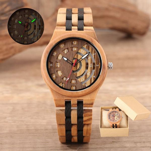

wristwatches men's watches wooden watch men luxury stylish wood timepieces chronograph quartz in gift box, Slivery;brown