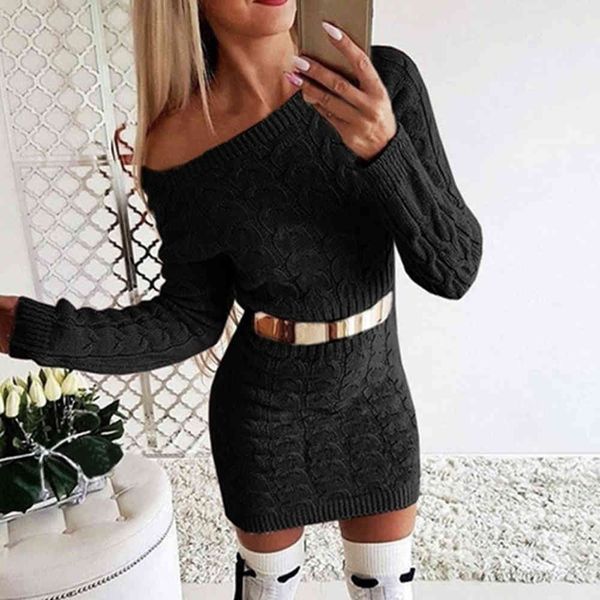 

2021monerffi bodycon mini sweater dress women 2021 knitwear autumn casual fashion winter black yellow white warm knitted dress, Black;gray