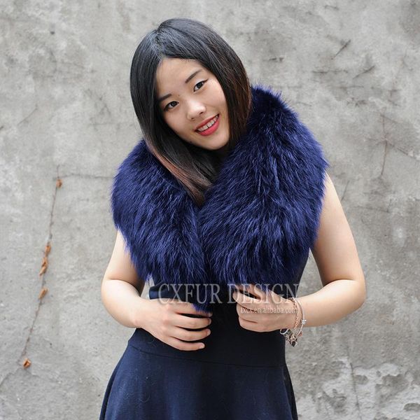

scarves cx-a-17b alibaba wholesale real raccoon fashion fur collar ~ drop, Blue;gray
