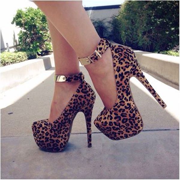 

dress shoes beautiful stylish women's shoe, brown leopard cloth, ankle strap, gold trim, about14.5 cm high-heeled shoes, pointed toe p, Black