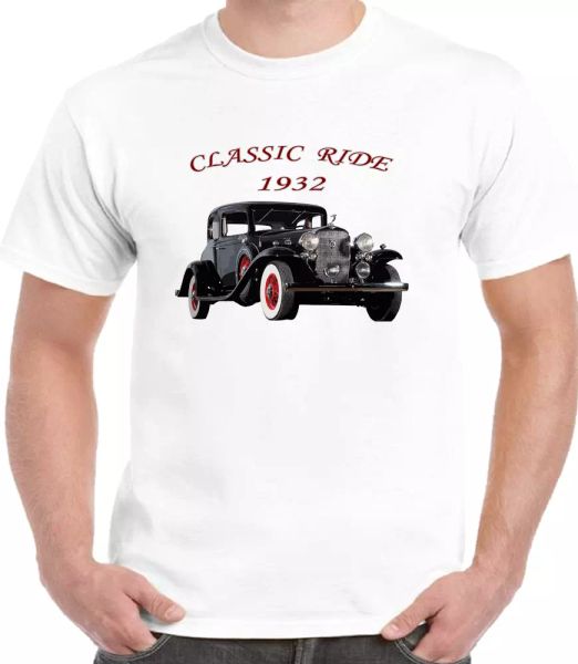 

retro fan 1932 cadillac classic car cool graphic art design t-shirt, White;black