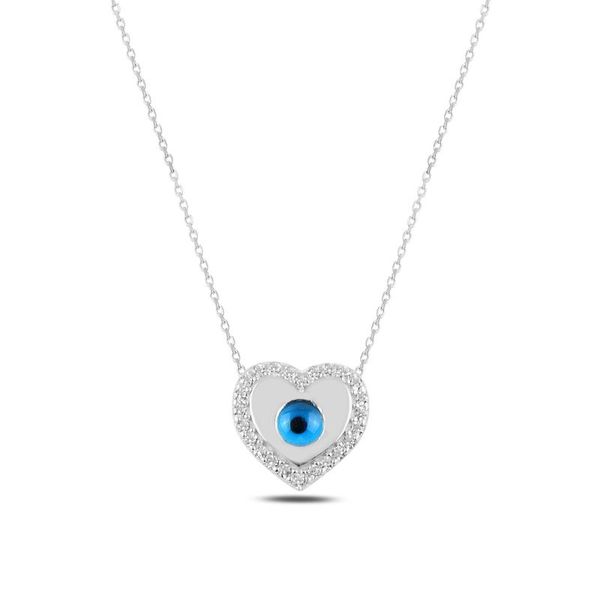 

chains silver 925 sterling heart eye & zircon crystal necklace