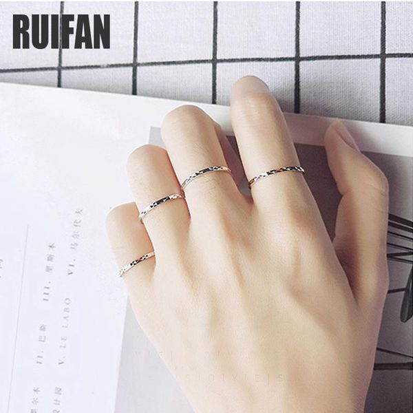 

cluster rings ruifan silver/rose gold color trendy thin 925 sterling silver for women wedding band ring fine jewelry female yri141, Golden;silver