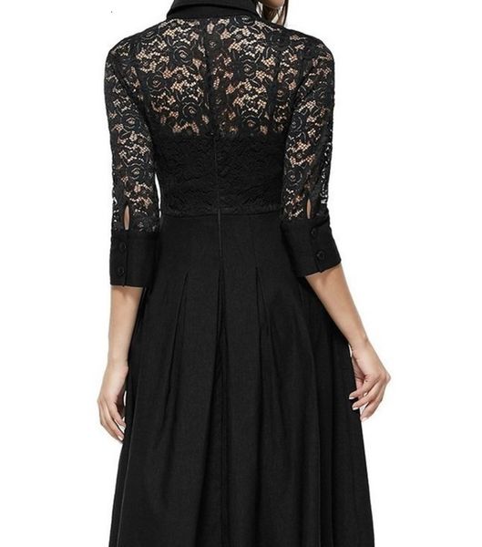 

sleeve casual dresses mid with lace and cut out dress, Black;gray