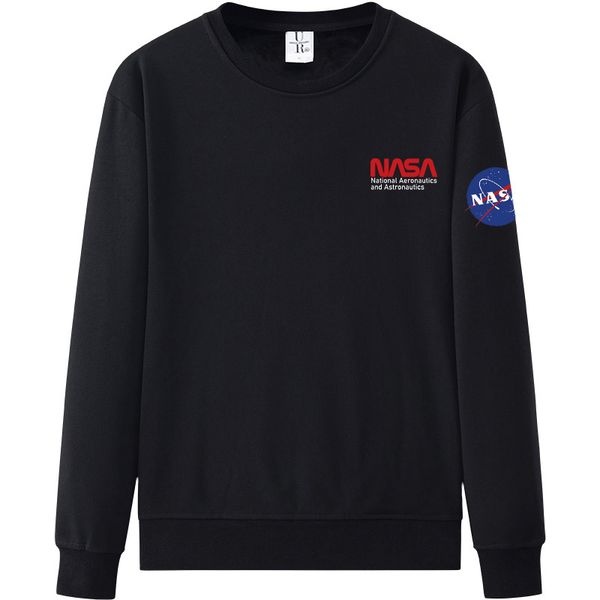 

nasa long sleeve men hooded sweater women crew neck sweaters sweatshirts athletic casual plus size 255-57, Black