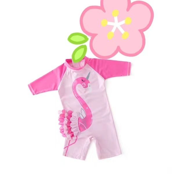 

one children's baby flamingo girl cute unicorn piece sunscreen little princess swimsuit, White;black
