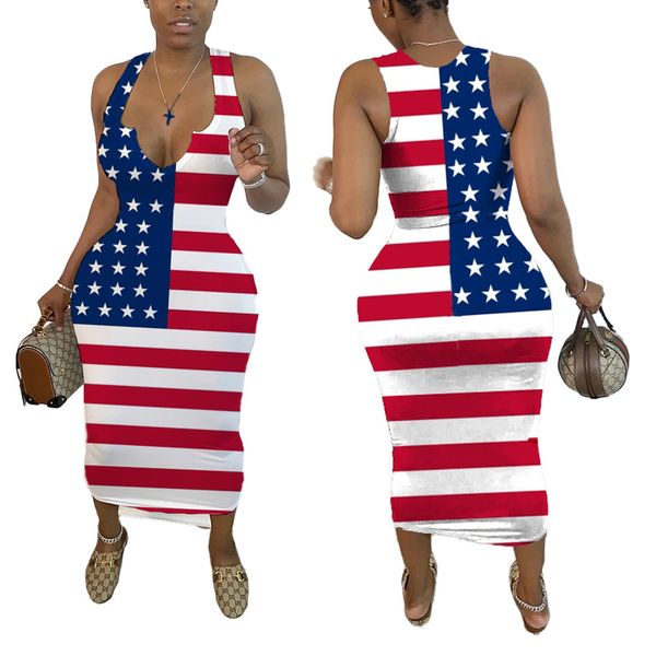 

women's dresses k8123 fashion american flag, Black;gray