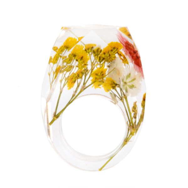 

resin senshi xiaoqingxin diy handmade dry flower gutta percha ring ng0132, Silver