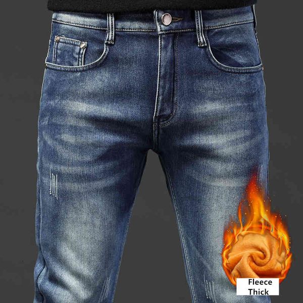

jean shan bao fashionable breeches classically fine winter clothing cozy thick warm denim blue jeans