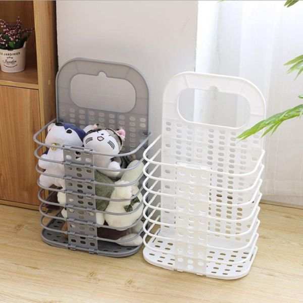 

laundry storage & organization folding household hamper basket shelf wall mounted dirty clothes organizer plastic pp rack holder