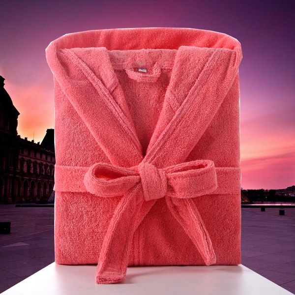 

women bathrobe winter thick long warm towel fleece hooded 100% cotton bath robe night dressing gown sleepwear women's, Black;red