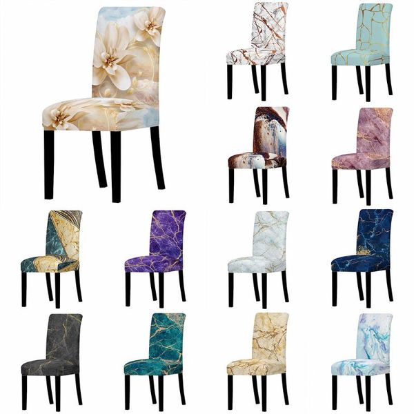 

chair covers marble stretch cover for dining room anti-dirty elastic seat removable slipcover banquet wedding party