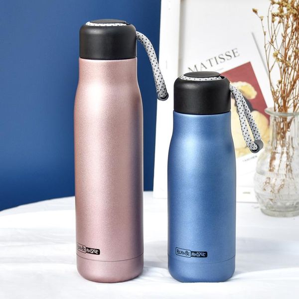 

water bottles portable insulated cup with rope small fresh 304 stainless steel business student