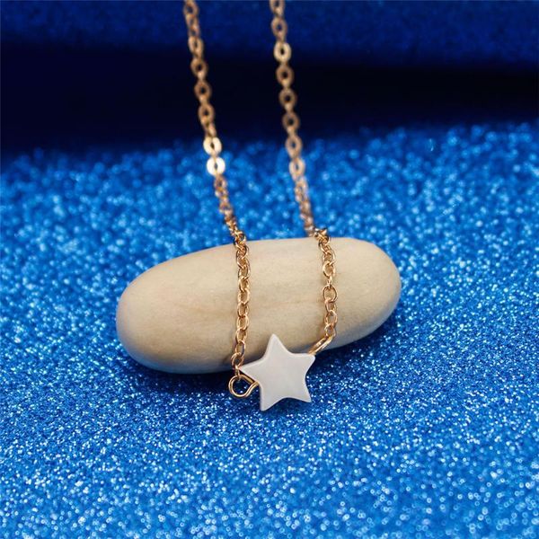 

pendant necklaces 78mm korean trend shell five-pointed star necklace couple jewelry ladies temperament charm retro, Silver