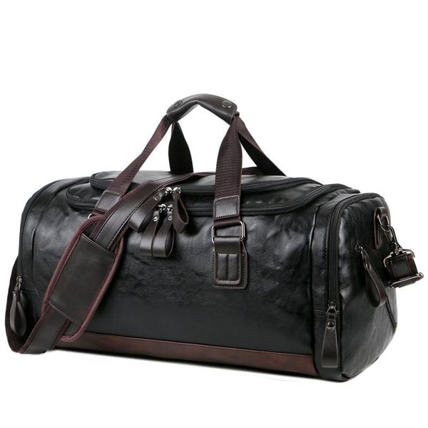 

pu leather large capacity travel bag men's business handbag luggage male single shoulder duffel bags