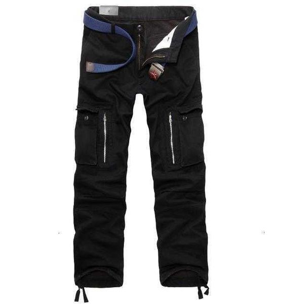 

men's pants thickening designer cargo fashion multi pocket sports styles fitness pencil mens casual pcs8, Black