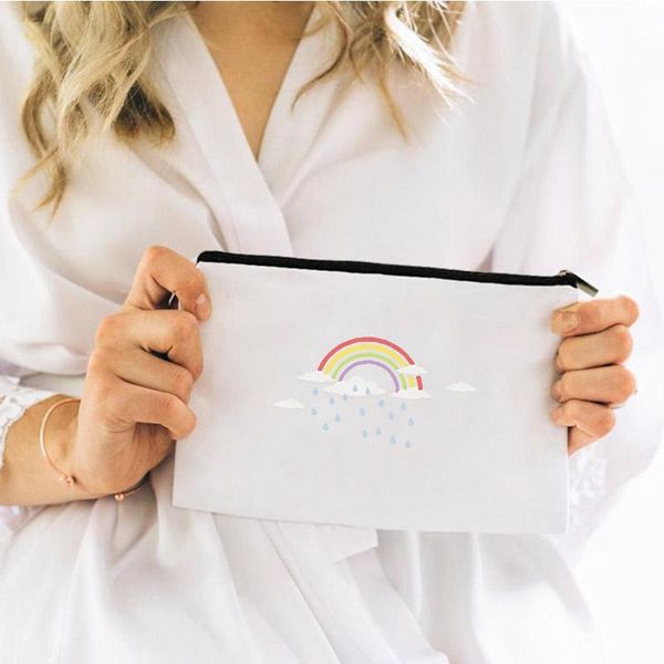 

cosmetic bags & cases mini bag rainbow for makeup women's travel pouch storage kawaii make up handbags personal woman