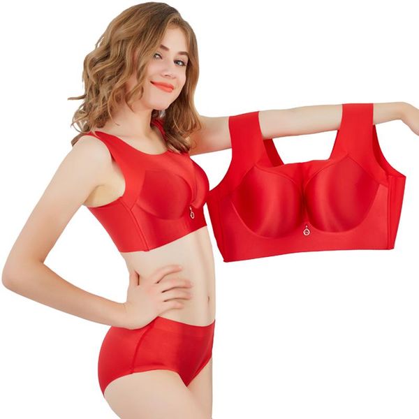

bras sets french style deep v cup breathable lace bra and briefs, Red;black