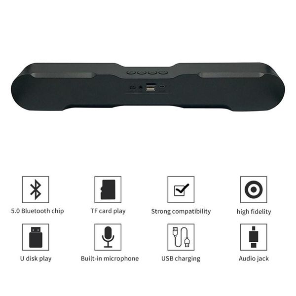 

bluetooth 5.0 soundbar wireless speakers for home theater surround stereo 1500mah 10w tv/pc/phone portable