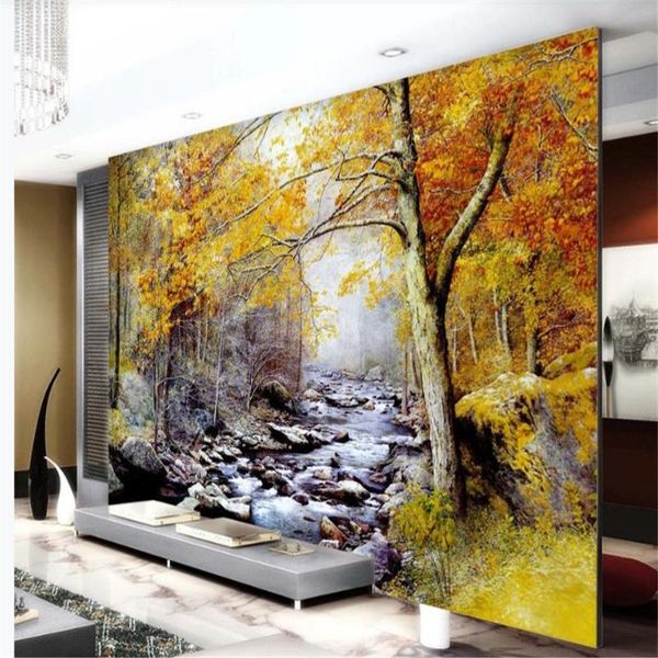 

wallpapers custom gold forest beautiful scenery 3d murals wallpaper for living room