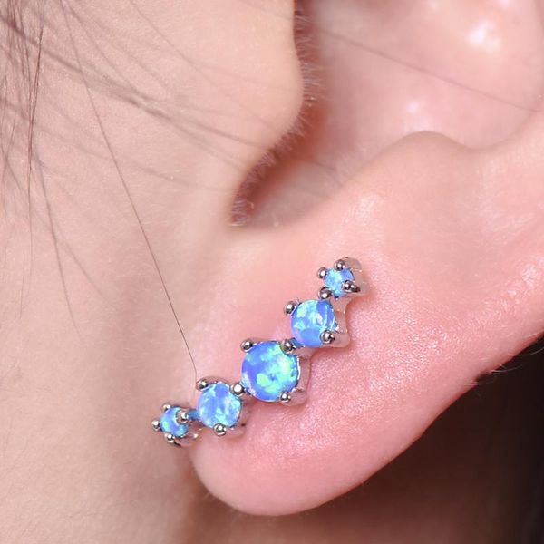 

stud arrival blue / white fire opal earring for lady, Golden;silver