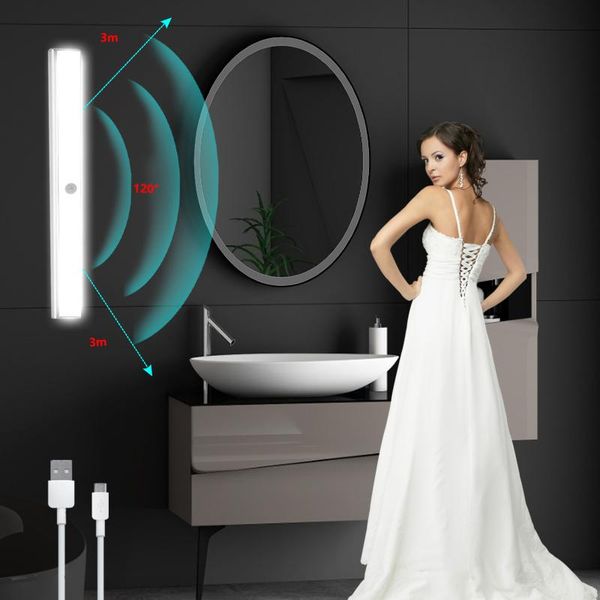 

night lights 40/60 leds motion sensor wireless light usb rechargeable wall lamp for home bedroom staircase closet aisle indoor lighting
