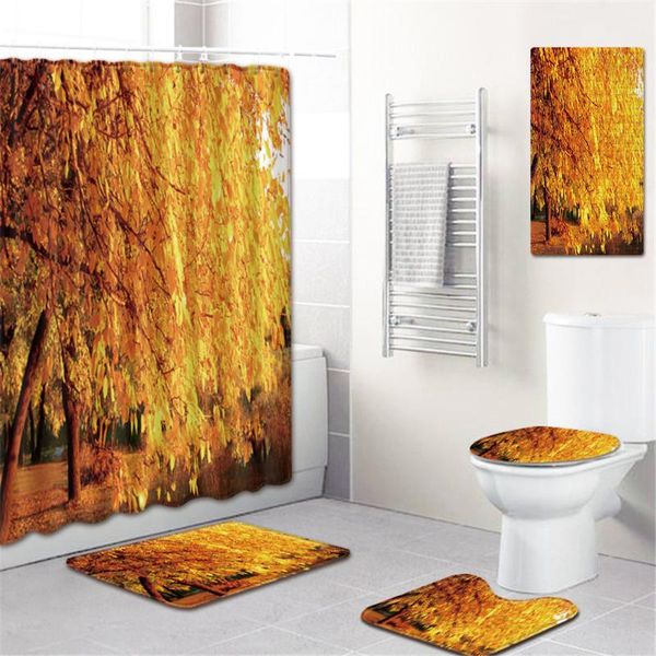 

bath mats landscape image shower curtain bathroom mat set toilet cover kitchen pad fivepiece carpet rugs