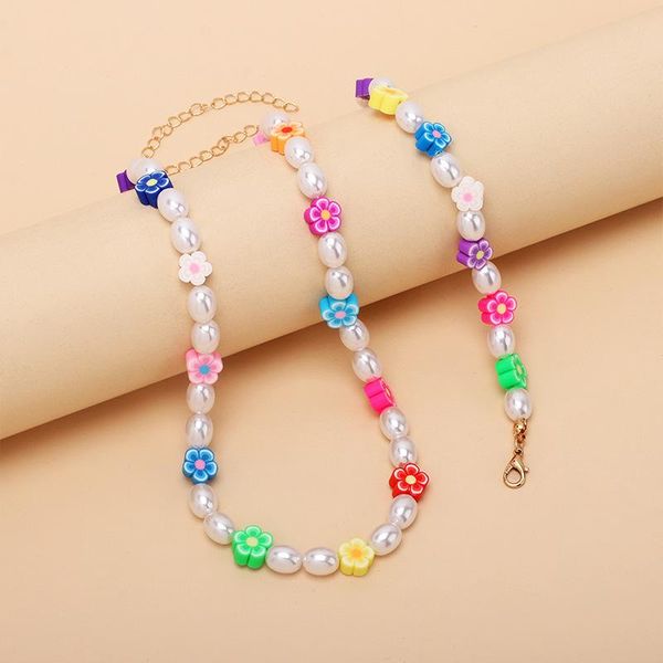 

chokers ladies pearl necklace bracelet sweet style clay resin, Golden;silver