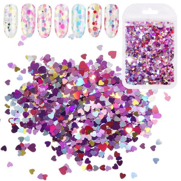 

pack of 3d holographic sequins love nails glitter nail polish manicure diy decoration1, Silver;gold