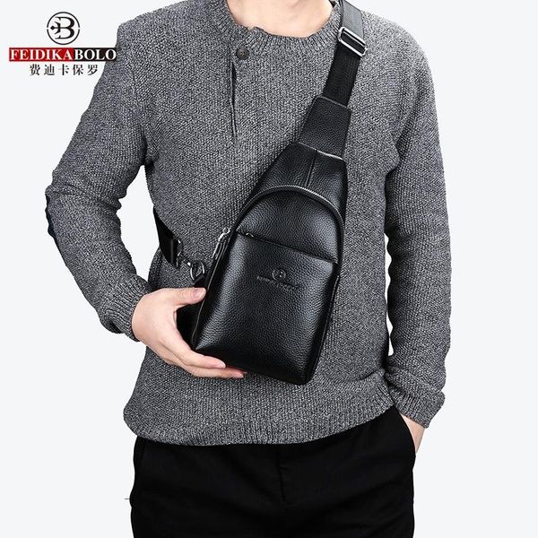 

genuine leather chest pack men's korean-style brand shoulder casual mobile phone bag men wallet cowhide oblique pa outdoor bags