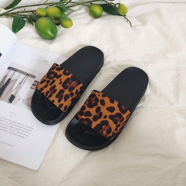 

slippers leopard print summer shoes woman bow sandals slipper indoor outdoor flip-flops beach, Black
