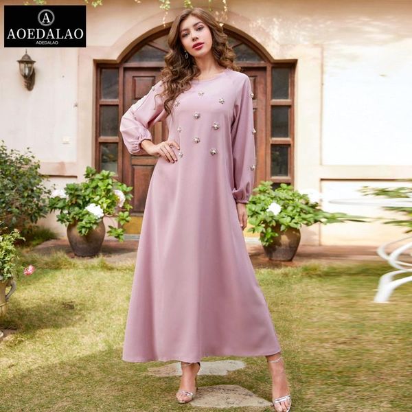 

ethnic clothing muslim dress women sweet pink handmade pearl diamond dubai abaya turkey arabic clothes moroccan islamic 2021, Red