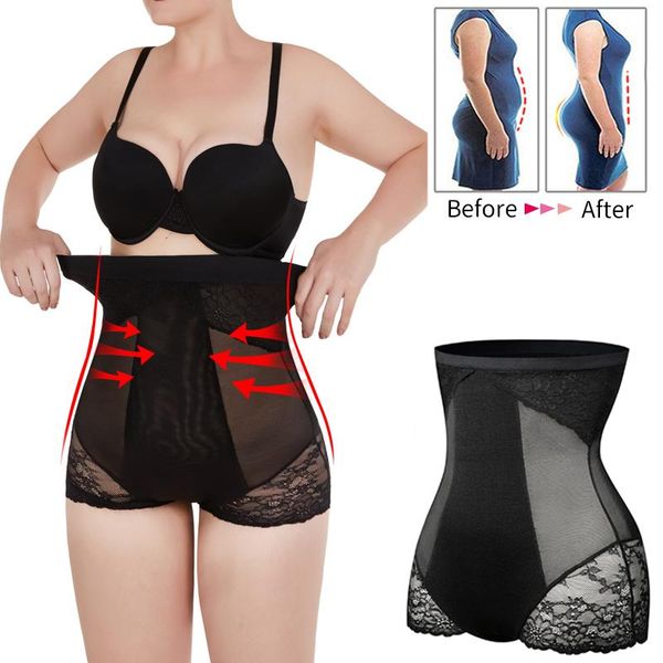 

high waist shapewear tummy control panties bulifter body shaper woman slimming underwear trainer seamless shapers short women's, Black;white