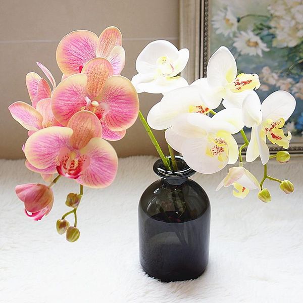 

decorative flowers & wreaths 9 heads artificial butterfly orchid for home table decoration fake flower real touch wedding festival plants
