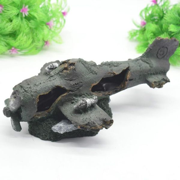 

decorations aircraft wreck simulation resin craft fish tank landscaping aquarium furnishings accessories