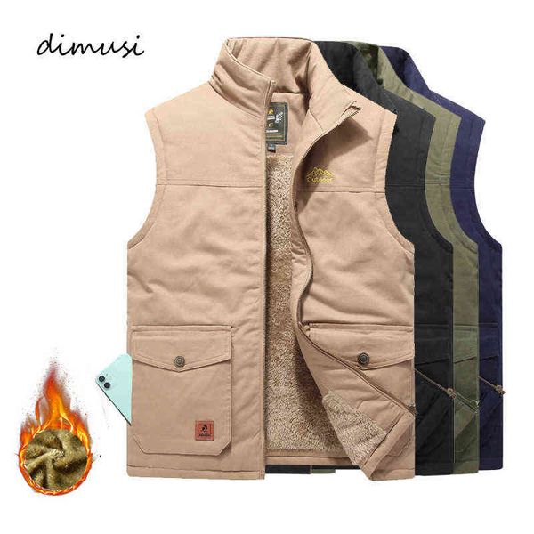 

dimusi men's jackets sleeveless vests casual man fleece warm waistcoats outwear stand collar thermal soft jackets men clothing y1122, Black;brown