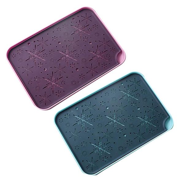 

2x kitchen double-layer plastic storage drain tray water cup dish rack pink & purple dark blue organization