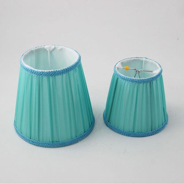 Lâmpada cobre tons 2 pcs luz azul plissado lagshade, tampa de mesa de teto de tecido pequeno tampa de mesa, e14 / clipe