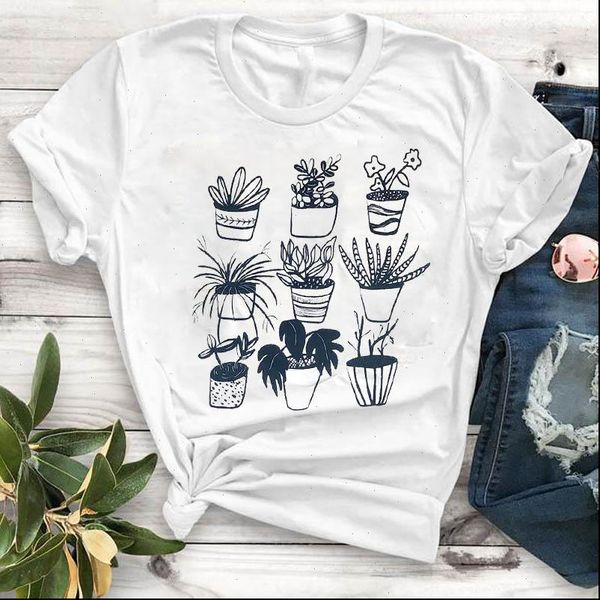 

wildflowers printed short sleeve loose women tee clothes graphic, White