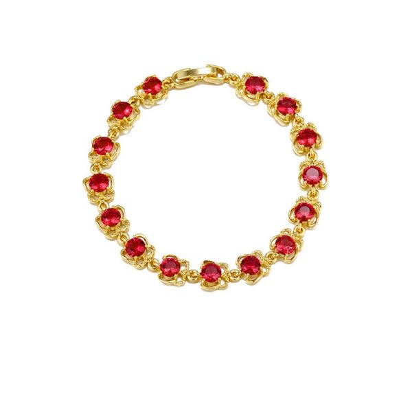 

women's color gemstone 24k gold plate flower link chain bracelets njgb057 fashion women gift yellow gold plated bracelet, Black